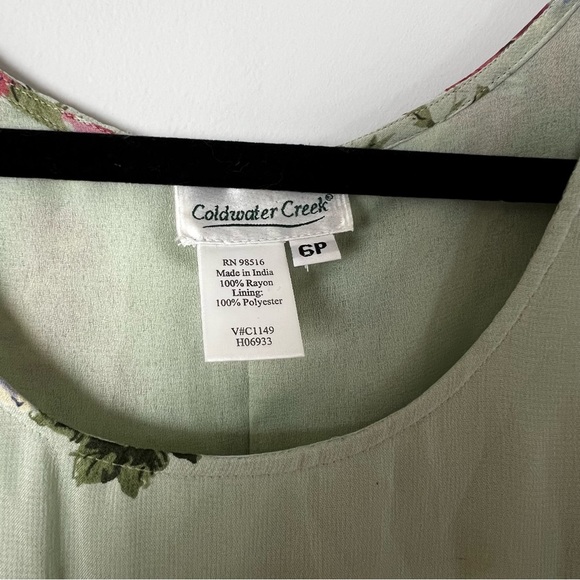 Vintage 90s Mint Floral Midi Dress with Side Slits - Picture 3 of 8